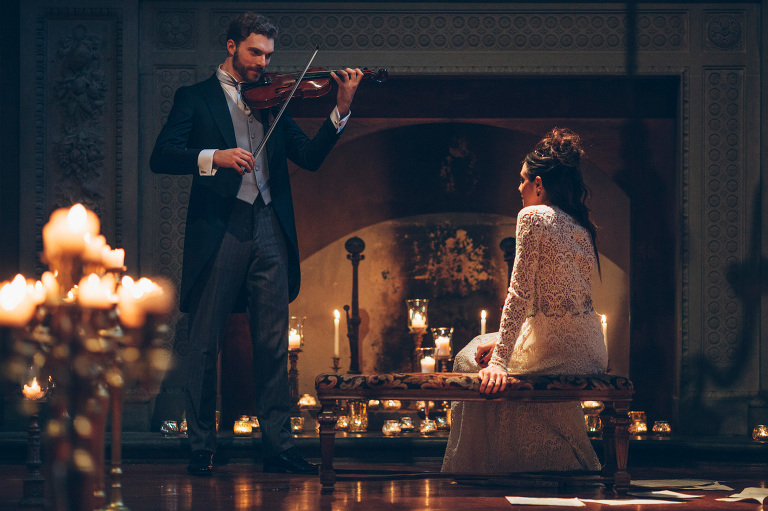 dark bride groom editorial inspirational styling violin stefano